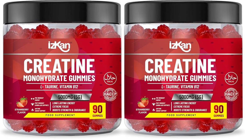 Jednowodzian kreatora Gummy 5000mg dla mężczyzn i kobiet - 180 Żniwa ADVANCE Creature COMPLEX Tauryne & B12 Gummies Strawberry Aloyed 124; Suplement do siłowni przed treningiem 124; Halal Aloy124; Wegan Aloy124; (2 Miesiące Dostawy)