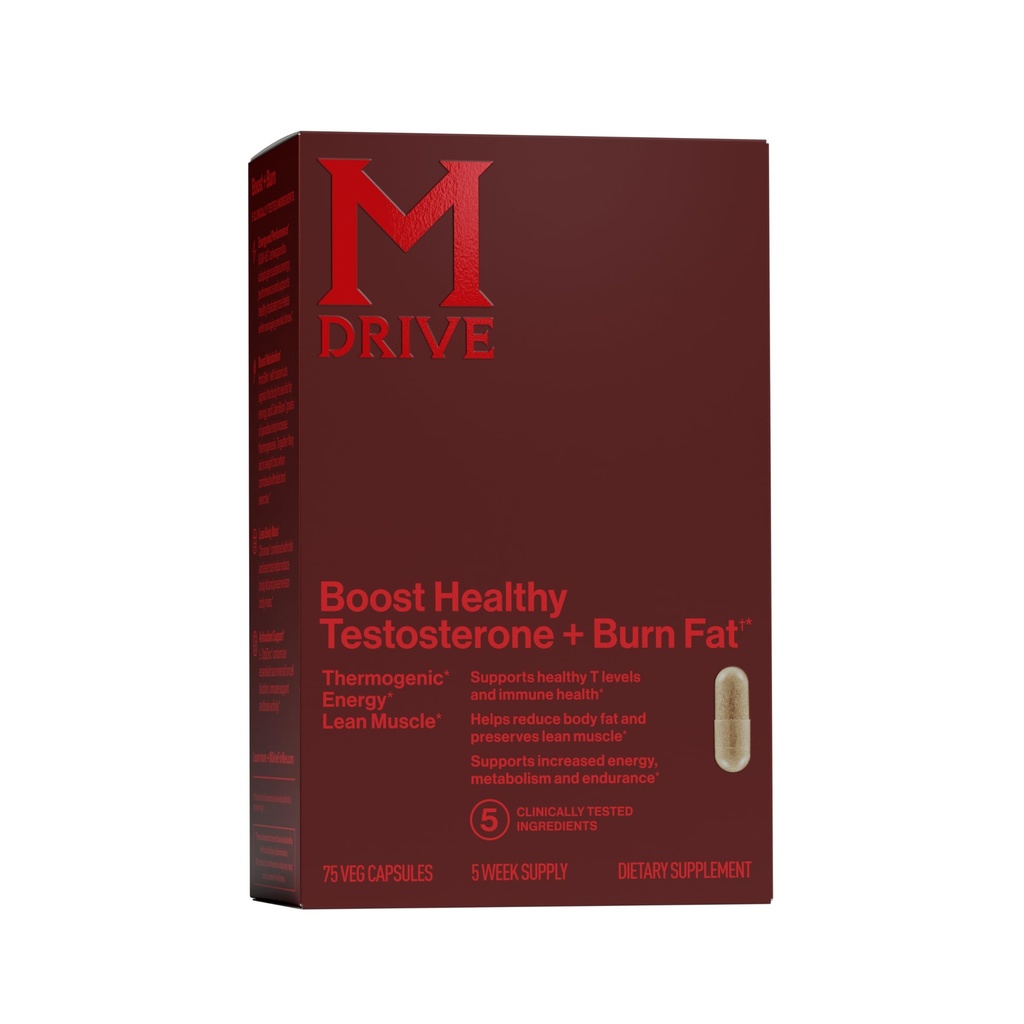 Mdrive Boost and Burn Testosteron Supplement and Fat Burner with Cynk, KSM- 66 Ashwagandha, Advantra Z, 75 kapsułki