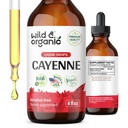 Wild & Organic Cayenne Pepper Tincture - Digestive Support with Capsaicin Extract - Cayenne Pepper Liquid Drops for Total Well- Being - Wegan, Cukier i Alkohol - 4 fl oz