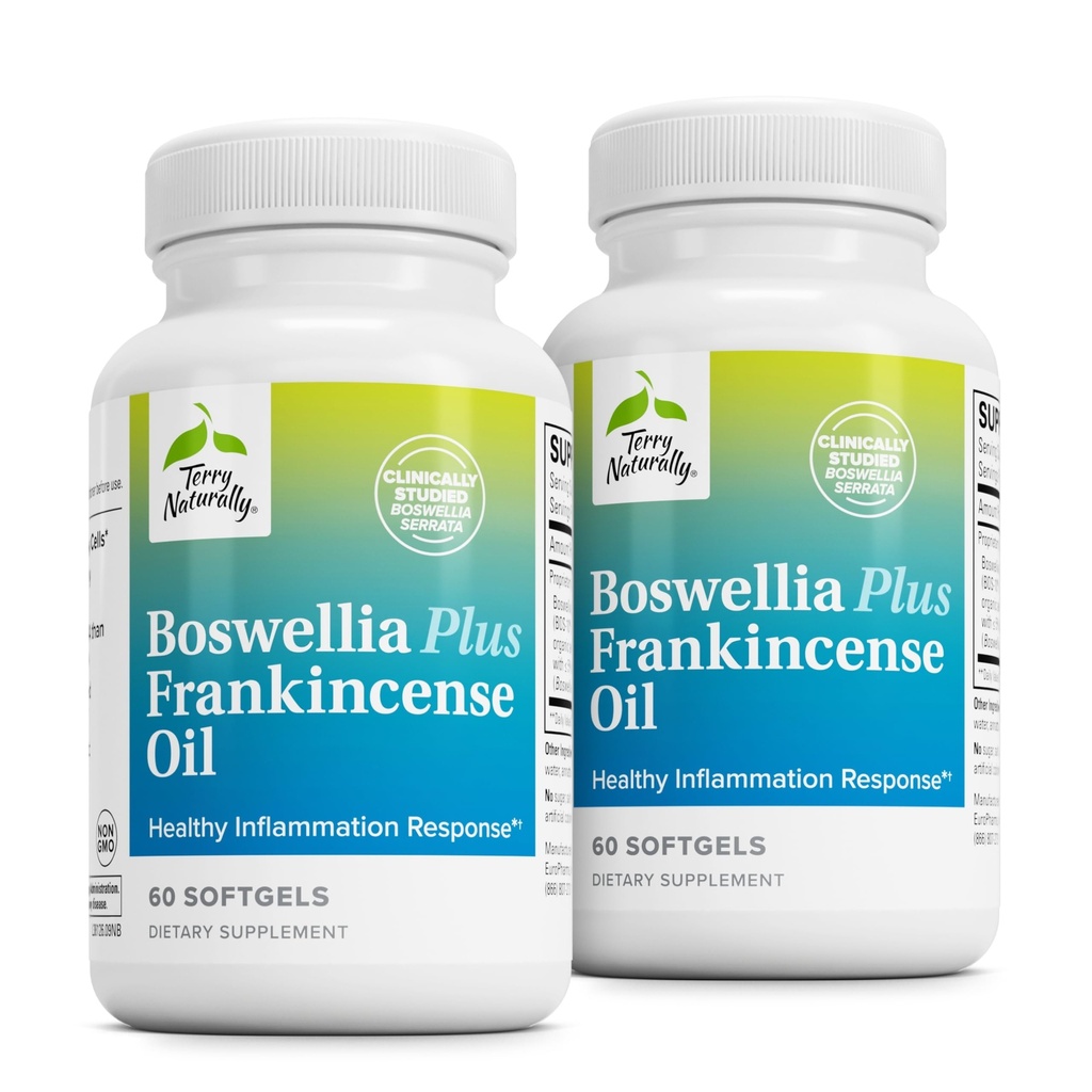 Terry Natural Boswellia Plus Frankincense Oil - Joint Support Supplement to Support Mobility & Joint Comfort - Support Cellular Health with Boswellia & Frankincense Oil - 60 Softgels (Pack of 2)