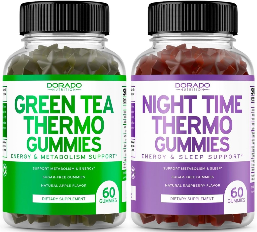 Zielona herbata tłuszcz Burner Gummies (60 Count) - Apetite Suppressant Weight Loss Supplement and Night Time Fat Burner Gummies (60 Count) Weight Loss & Metabolity Supplement - Trzecia strona Tested - USA Made