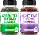Zielona herbata tłuszcz Burner Gummies (60 Count) - Apetite Suppressant Weight Loss Supplement and Night Time Fat Burner Gummies (60 Count) Weight Loss & Metabolity Supplement - Trzecia strona Tested - USA Made