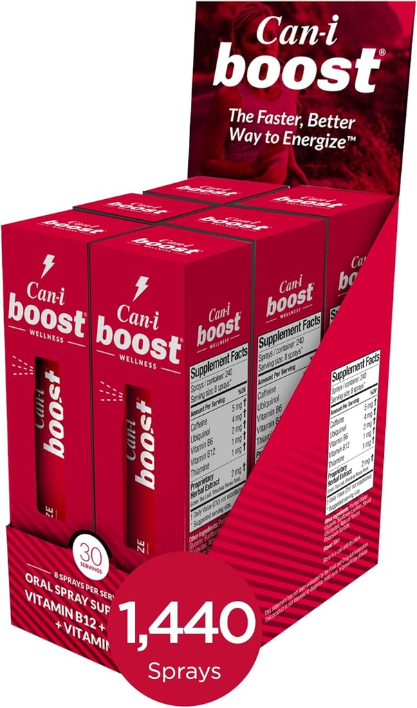 Can- i Boost energii psychicznej w 15 Minut z szybko działającej energii Spray dla pracowników zmiany, EMS, Policja, Pielęgniarki i Podróżujący Profesjonaliści 6 Pack, 180 Służenia