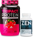 Nutrology TRIPACT Protein Powder, 7-in-1 Meal Replacement Shake, Superberry (40 Servings) Zen Natural Magnesium Supplement (30 Servings)