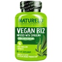 NATURELO Vegan B12 - Metylu B12 z Spirulina organiczna - Witamina o dużej mocy B12 1000 µg Methylcobalamina - Pomaga zdrowy nastrój, energia, serce i oko Zdrowie - 90 Kapsułki
