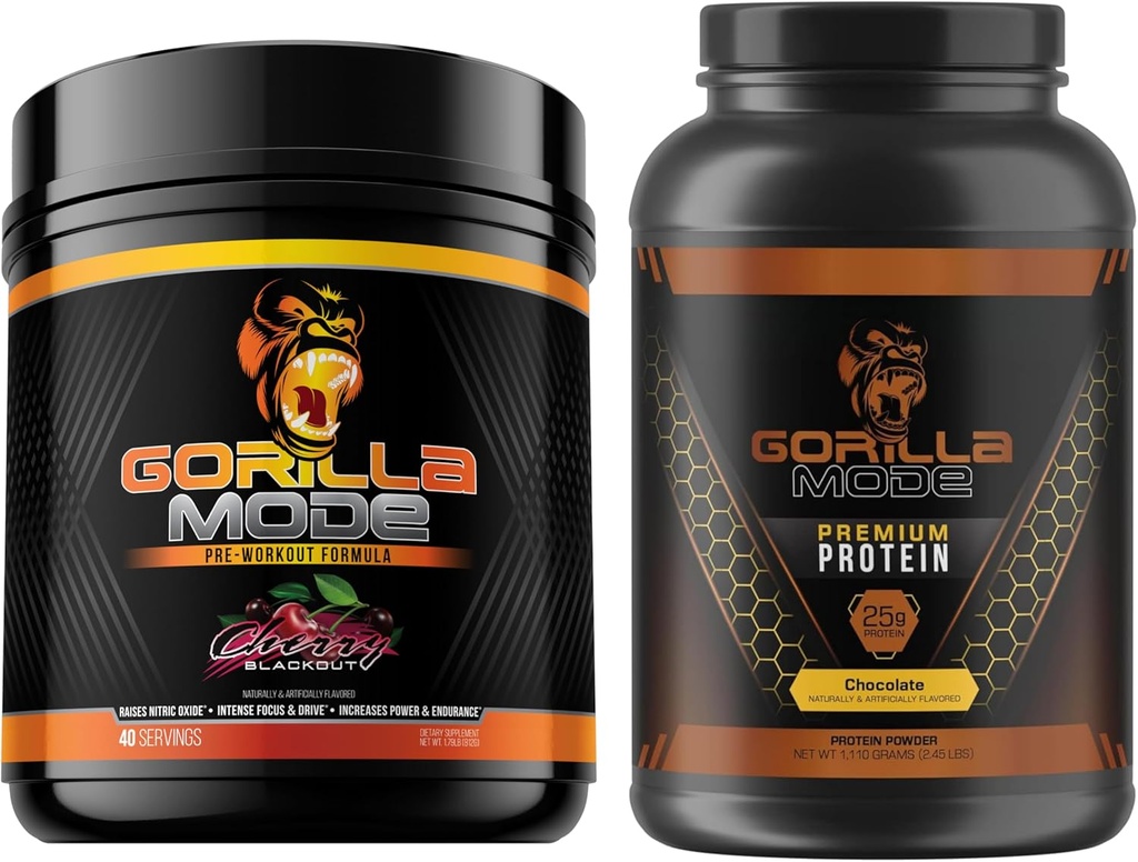 Goryl Mind pre Workout (Cherry) + Premium Protein serwatkowy (Czekolada) - Kompleksowy zestaw do tankowania maksymalnych wyników treningu