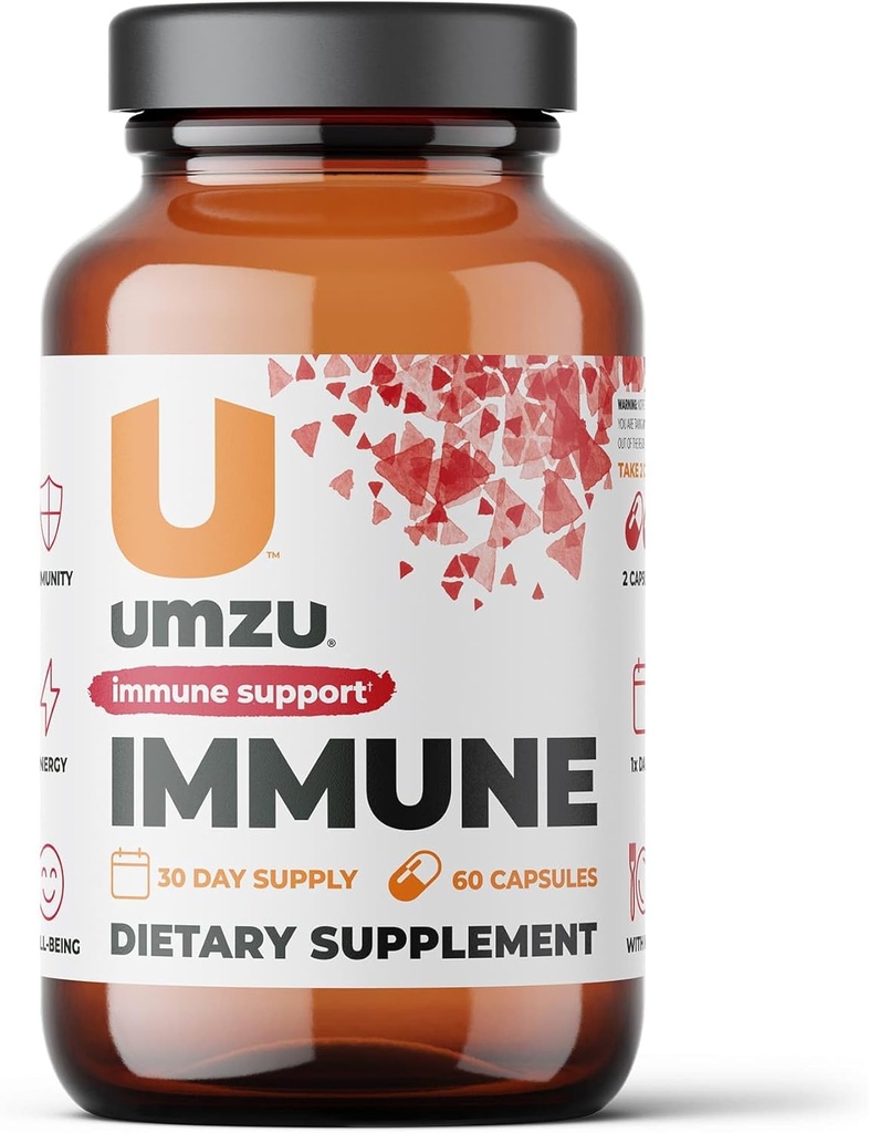 UMZU suplement odporności 124; Natural Energy & Immune System Support with Witamina C, D, Elderberry, Cynk, Magnezu i Cordyceps (30 kapsułki)