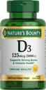 Nature 's Bounty Witamina D3 5000 IU Softgels, Szybkie uwolnienie, Wsparcie immunologiczne, Suplementy witaminy D, 240 Ct