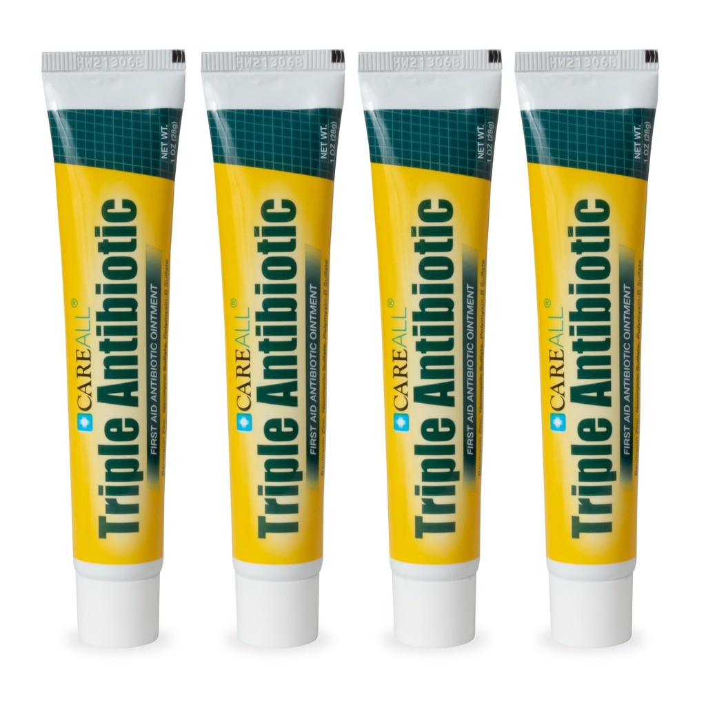CareAll Triple Antibiotic Ointment 1.0 oz (4 pack), Pierwsza pomoc Maść na drobne Scrapes, Kawałki i Burns pomóc zapobiec infekcji, Porównaj do aktywnych składników wiodącej marki
