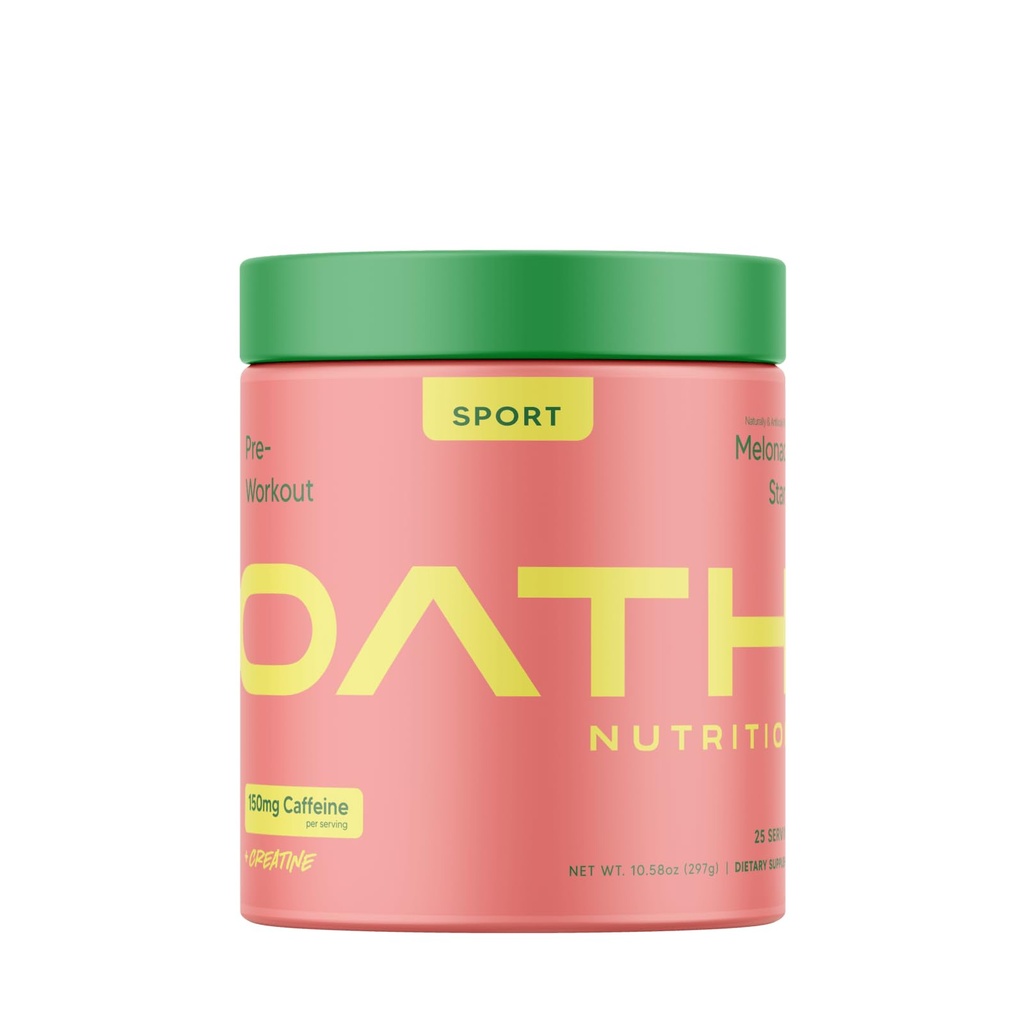 Oath Nutrition Sport Sugar Free Pre- Workout Proszek, Melonade Stojak, Zawiera Monowodzian kreatyny, Kofeina i Beta Alanina, Proch przedtreningowy dla kobiet i mężczyzn, 25 Służenie