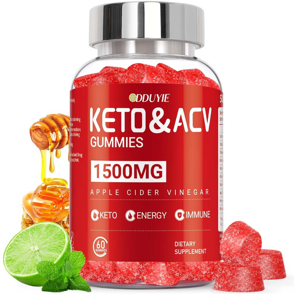 (1 opakowanie) Jabłko cydr Gummie ocet 124; Gummie Keto ACV do wspomagania metabolizmu i spalania tłuszczu z witaminą B6 & B12 124; Suplement ACV 124; Lemon Honey Flavor 124; 60 Wegan dla kobiet i mężczyzn