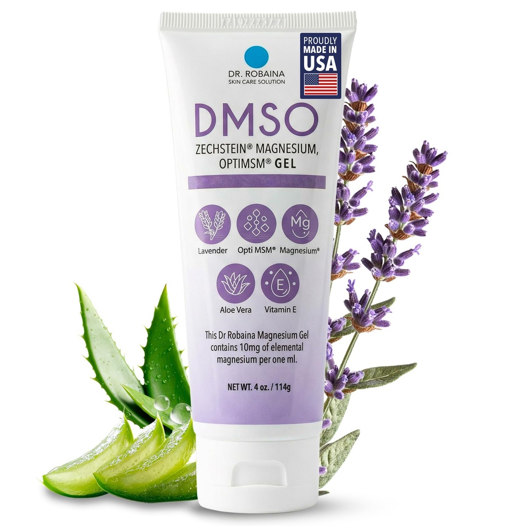 Dr Robaina DMSO Lavender Gel - 99,9% Czysta farmaceutyczna klasa 124; Formuła Ulgi skórnej z Zechstein Magnezu, Arnica, Aloe Vera, Witamina E Bilans 124; Mięśnie i Wspólny Komfort 124; 4 oz 124; Made in USA