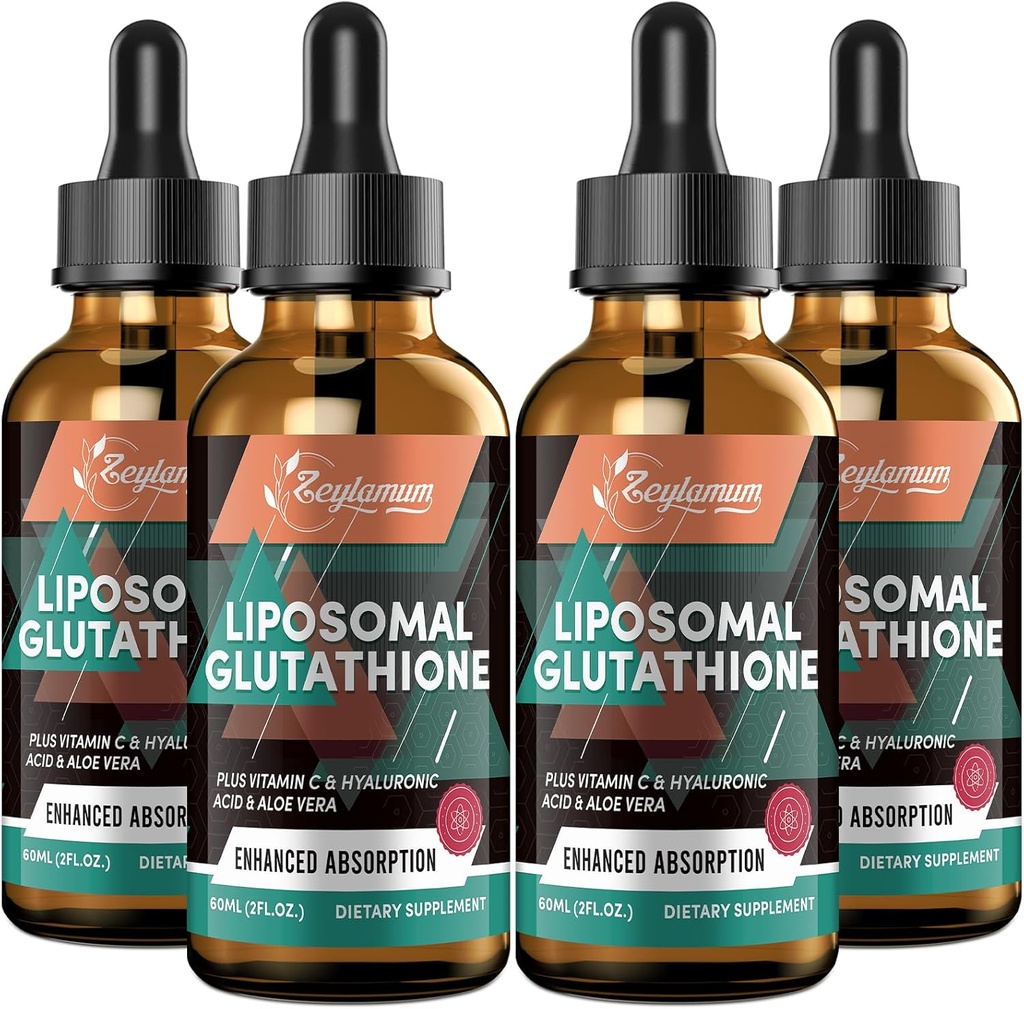 2000MG Liposomal Glutation Liquid Drops, Ultra High Absorption, Natural Detoksycation, Immune System & Skin Supprot *, L- Glutathione, Witamina C & Kwas hialuronowy, Kapsułki Alternatywne, 8.08 OZ