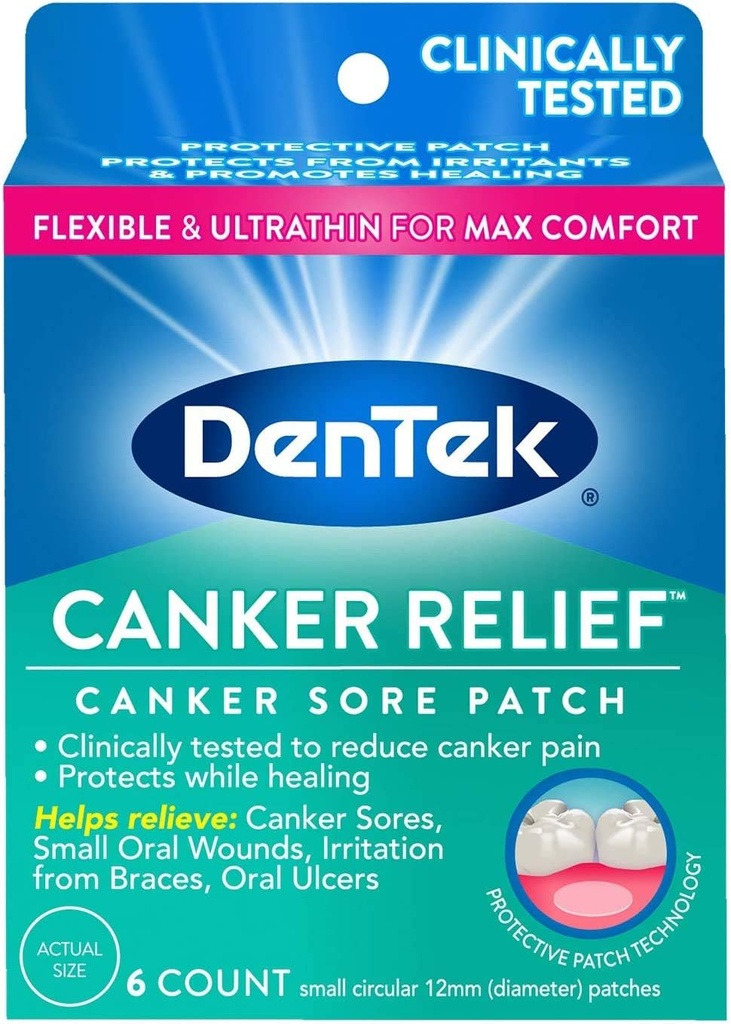 DenTek Canker Relief Canker Sore Patch Relieves Canker Pain, 6 Count (Opakowanie po 1)