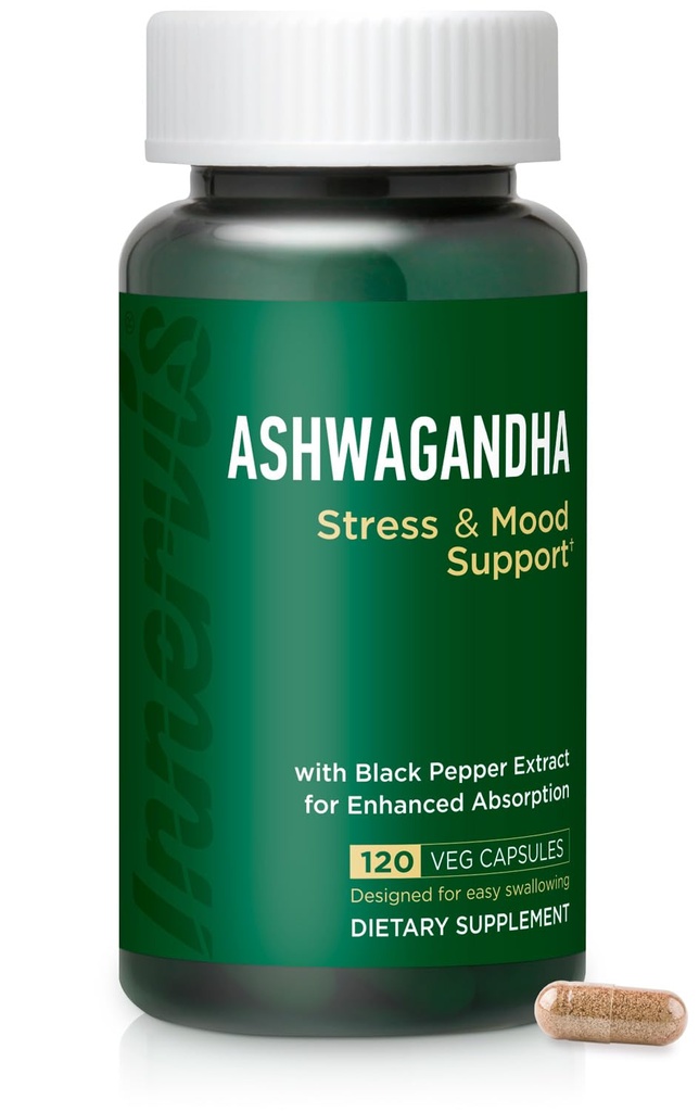 Ashwagandha 500 mg - Ulga stresowa, balans nastroju i relaks z Black Pepper, 120 Kapsułek wegańskich