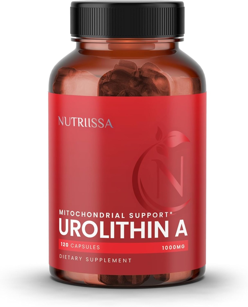 Nutrissa Urolithina A 1000mg - Advanced Cellular Odmładzanie, Siła mięśni - EPEB Certified for Cleanity & Potency - Vegan, 120 Kapsułki