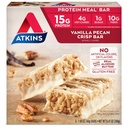 Atkins Vanilla Pecan Crisp Protein Meal Bar, High Fiber, 1 g cukru, 4g Net Carb Meal Wymiana, Keto Friendly, 5 Hrabia