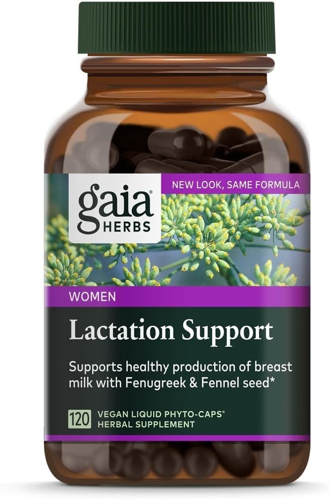 Gaia Herbs Lactation Support - Wspiera zdrową produkcję mleka piersi w karmiących matek * - z nasion kozieradki, nasion kopru i liścia malinowego - 120 Vegan płynnych Kapsułki (40-Day Supply)