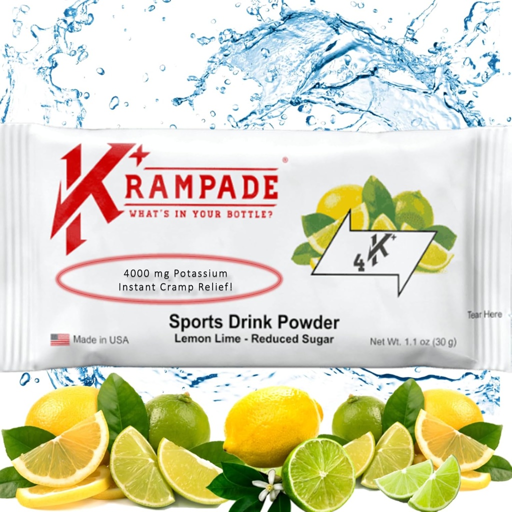 Krampade Electrolytes Proszek suplement potasu - 4000 mg K +, > 4X Więcej niż kokosowe wody Grzbiet 124; Natychmiastowa ulga skurczowa 124; Proszek nawadniający