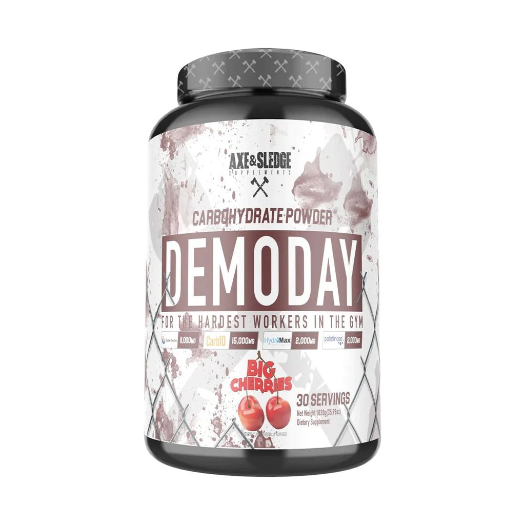 Axe & Sledge Supplements Demo Day Intra- Workout Karbohydrat proszku z Dekstryny klastra, Carb10, Hydromax, & Palatynoza, Pompy poprawy wydajności i 30 Słupki (Duże Wiśnie)