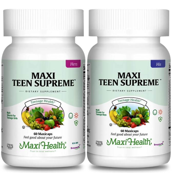 Girls & Boys Multivitamin Bundle z D3, Żelazo, Wapń, Biotin, Enzymy trawienne - Multi Vitamin for Energy, Immune & Mood Support - 60 Count Each