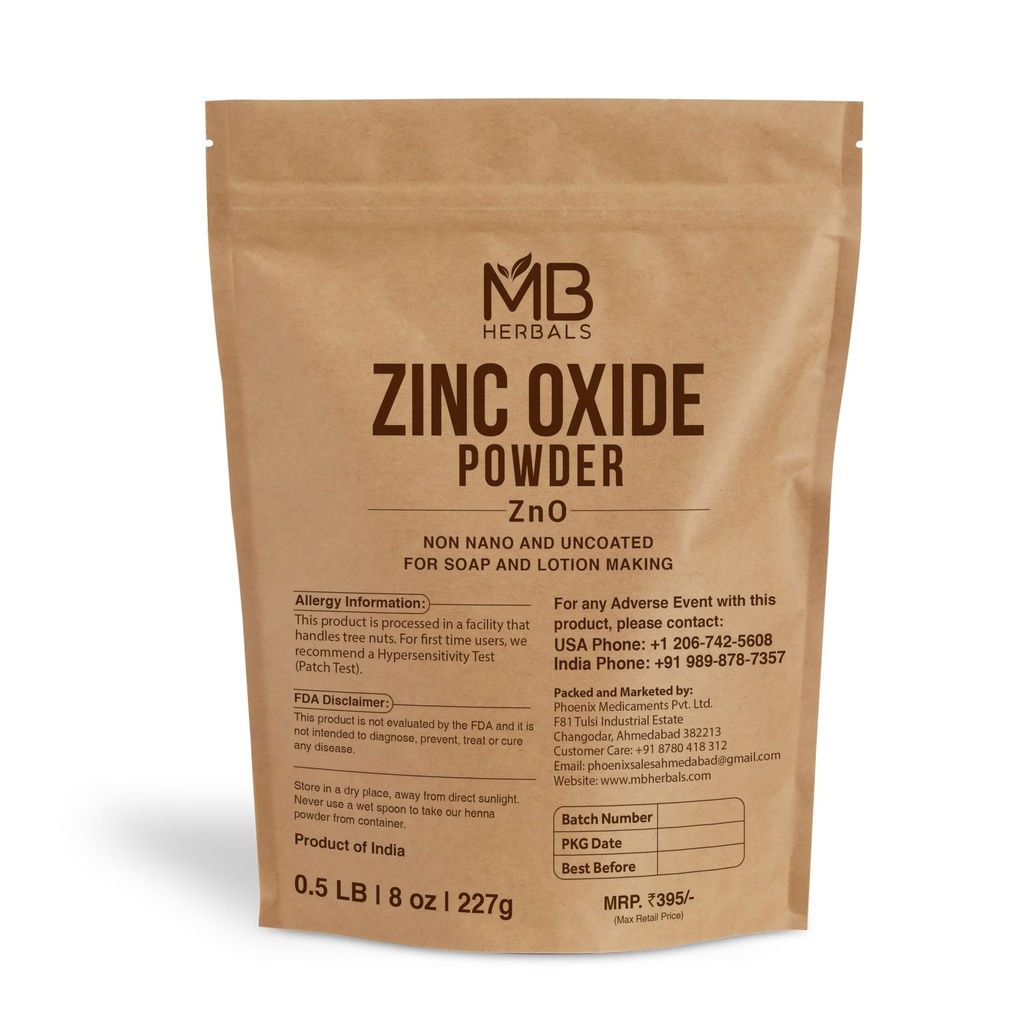 MB Herbals Cynk Oxide Powder 8 Oz Between 124; Uncovered & Non- Nano Between 124; Do filtrów do filtrów przeciwsłonecznych DIY & Cream