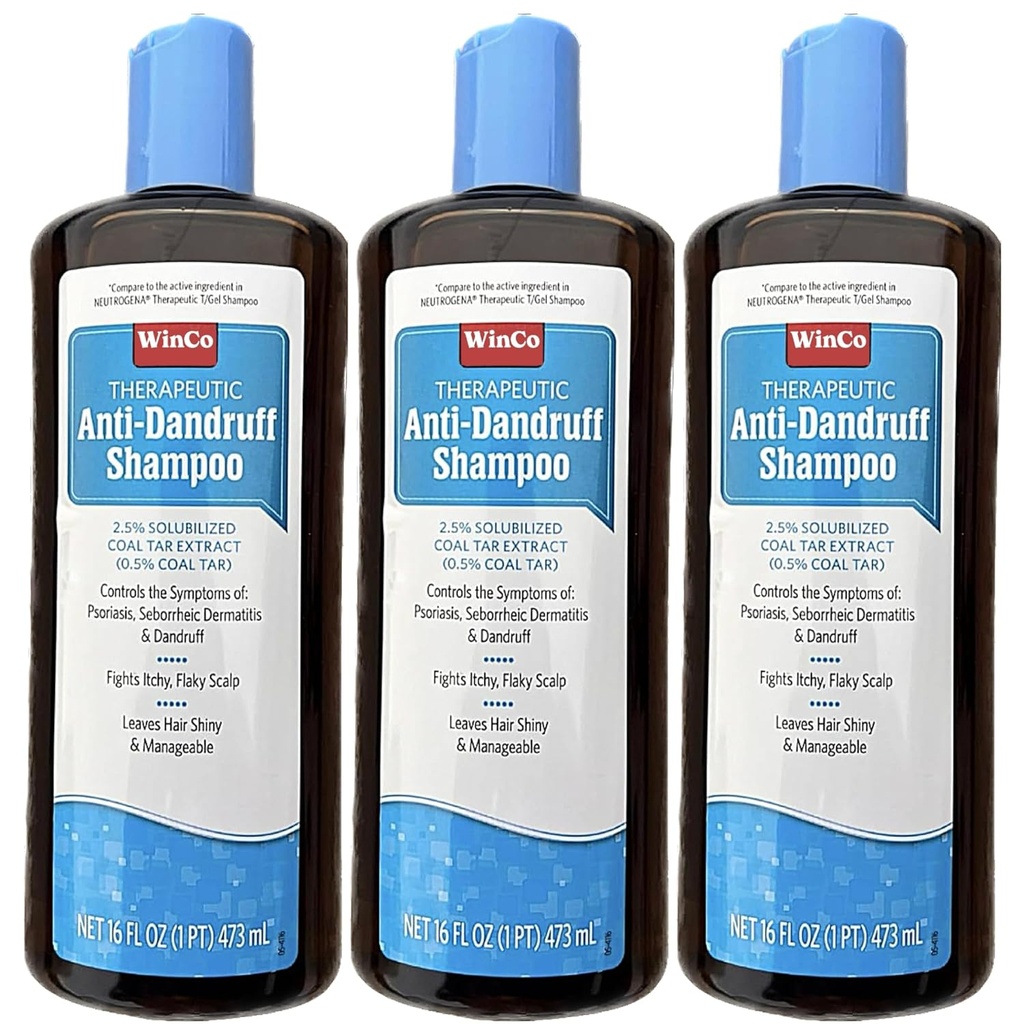 3 Pakiet Terapeutyczny Węgiel Tar żel Szampon Anti Dandruff - Łuszczyca, Łososiowe zapalenie skóry, 16 oz każda butelka - Duży rozmiar - T żel