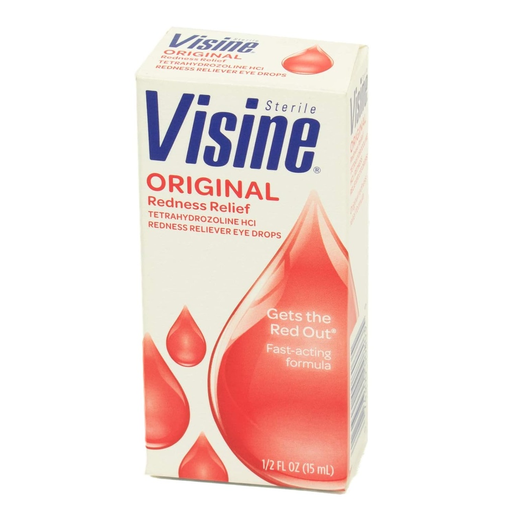 J & J Visine Eye Drops, Visine Original Eye Drops.5 oz. Butelka (Opakowania maja Wary)