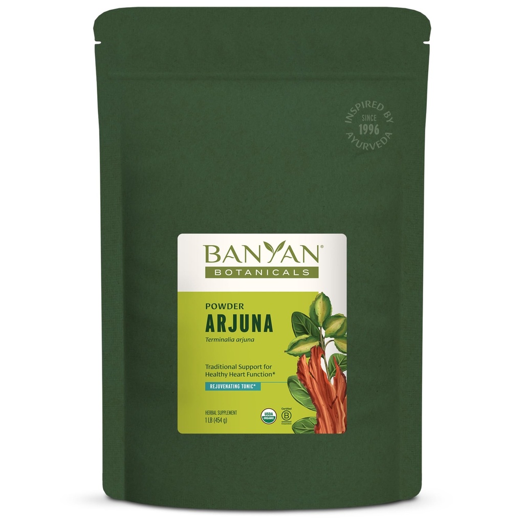 Banyan Botanicals Arjuna Bark Powder - Organic Arjuna (Terminalia Arjuna) - Natural Herbal Heart Health Supplement and Removerating Tonic * - 1 lb. - Non-GMO Sustainable Sourced Vegan