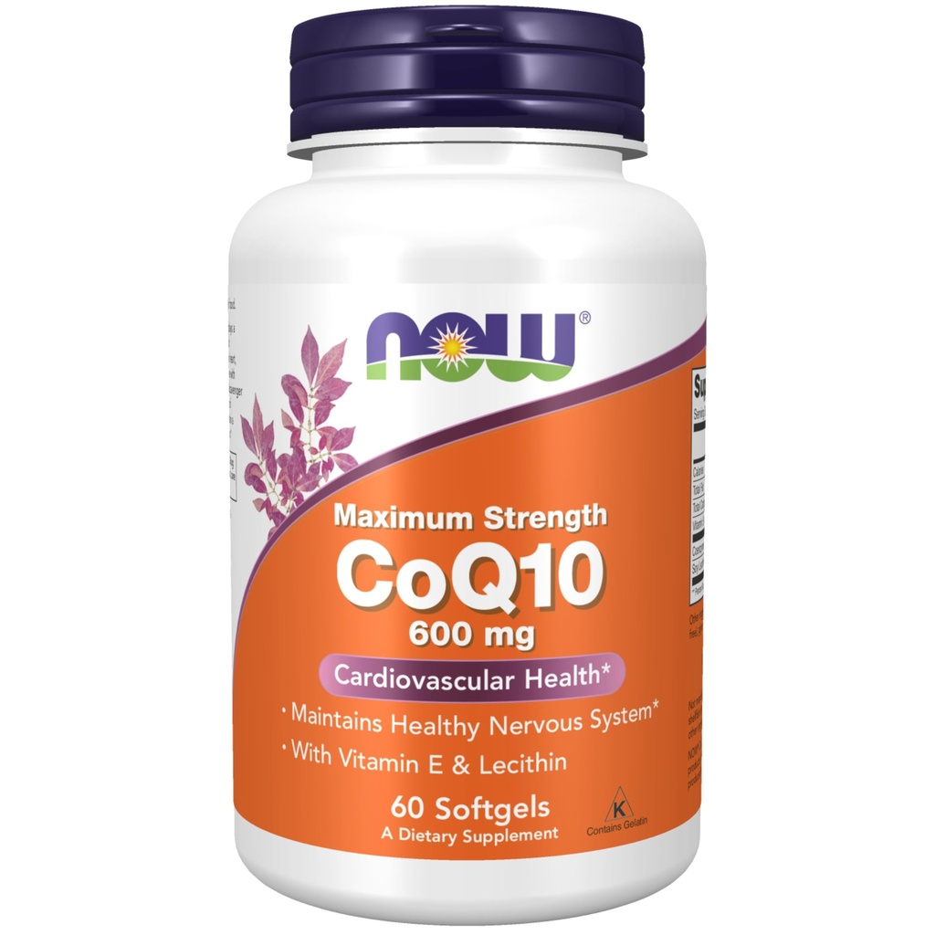 Teraz żywności Suplementy, CoQ10 600 mg, Maksymalna moc z witaminą E & Lecytyna, 60 Softgels