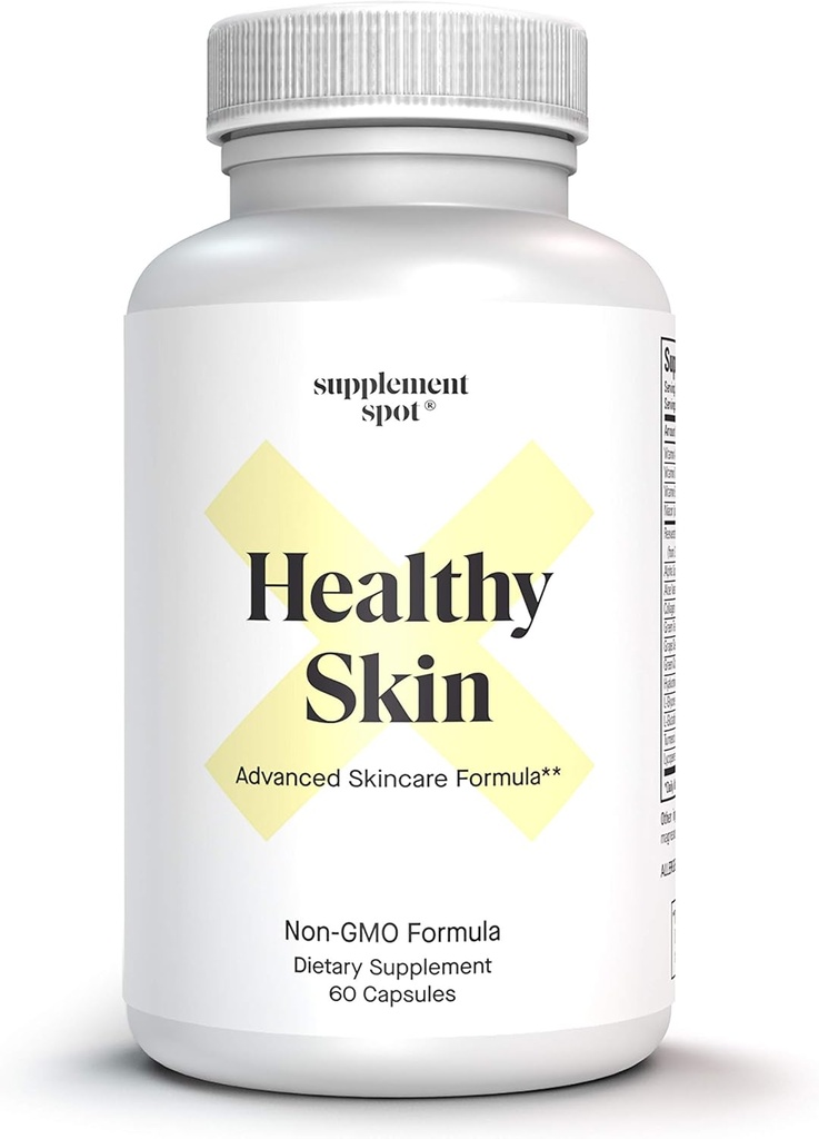 Zdrowa skóra przeciwstawne Suplement w / Kwas hialuronowy, Trans Resveratrol, Kolagen & Kwas lipoinowy alfa - Suplement przeciw zmarszczkom Ochrona, Odmładza i zwiększa elastyczność skóry (60 Kapsułki)