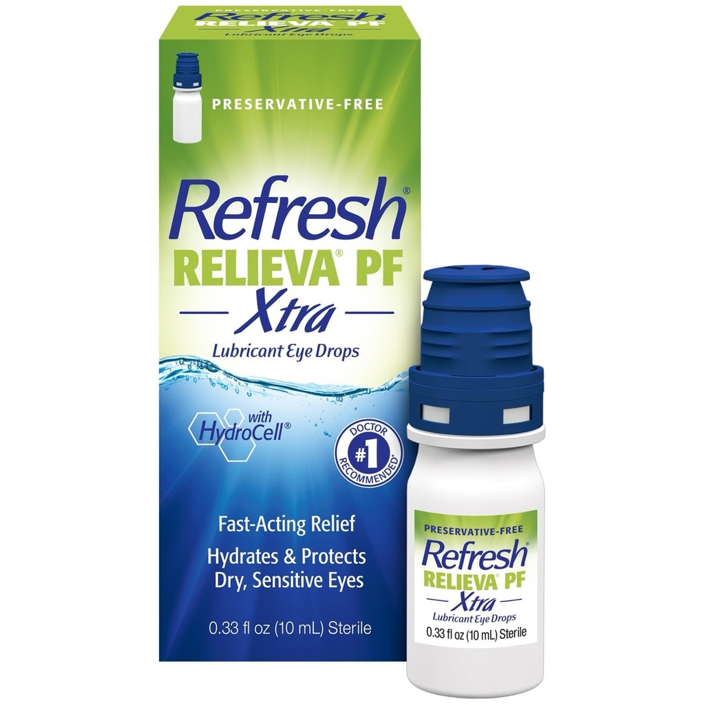 Odśwież Relieva PF Xtra Wolne od Treści Sztuczne Łzy Lubrykant Krople do oczu, 0,33 fl oz (10 ml)