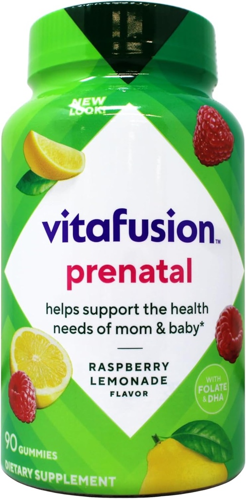 vitafusion PreNatal 90 Hrabia Ciąża Witaminy dla kobiet Gumy Witaminy, Lemoniada malinowa Flavored