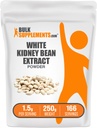 BulkSupplements.com Biały proszek do ekstrakcji fasoli z nerek - Biały proszek z fasoli z nerek - Suplement ziołowy - Bez glutenu, 1,5 g na porcję, 250g (8,8 oz) (opakowanie po 1)