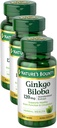 Nature 's Bounty Ginkgo Biloba kapsułki 120mg, Memory Support Supplement, Wspomaga funkcje mózgu i psychicznej alertywności, 100 Kapsułki (Opakowanie 3)