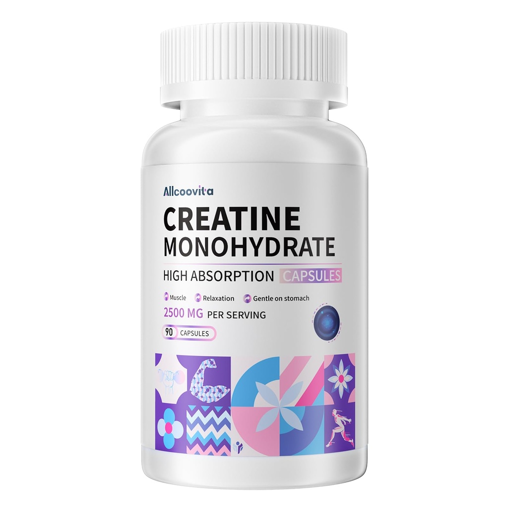 Monowodzian kreatyny Kapsułki -3 Kapsułki kreatynowe na Podawanie, 2500mg, Bez glutenu, 90 Kapsułki