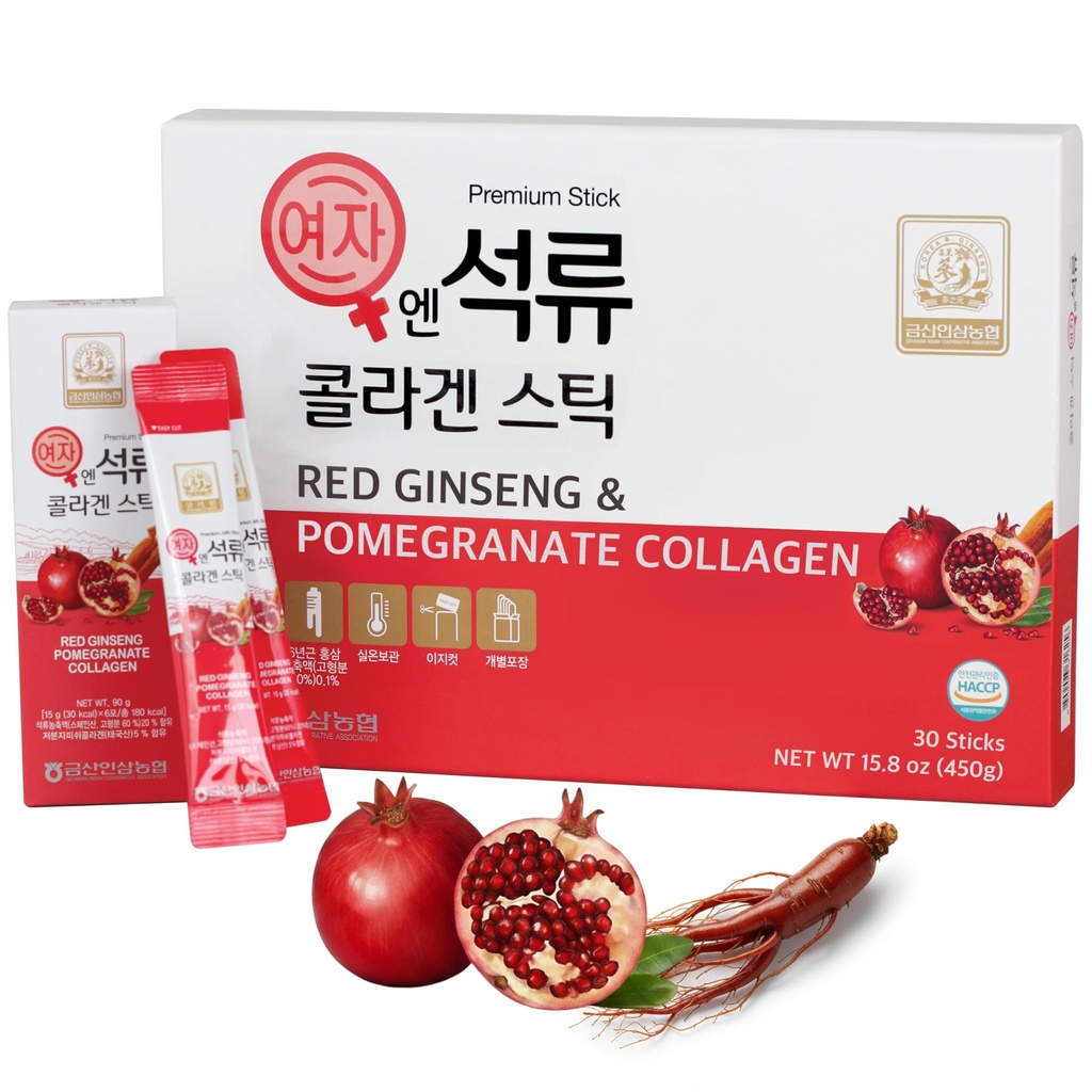Koreańska piękność Baekje Geumsan Pomegranat Kobiecy Kolagen Jelly Stick 5.1oz / 30 Hrabia (5 opakowań)