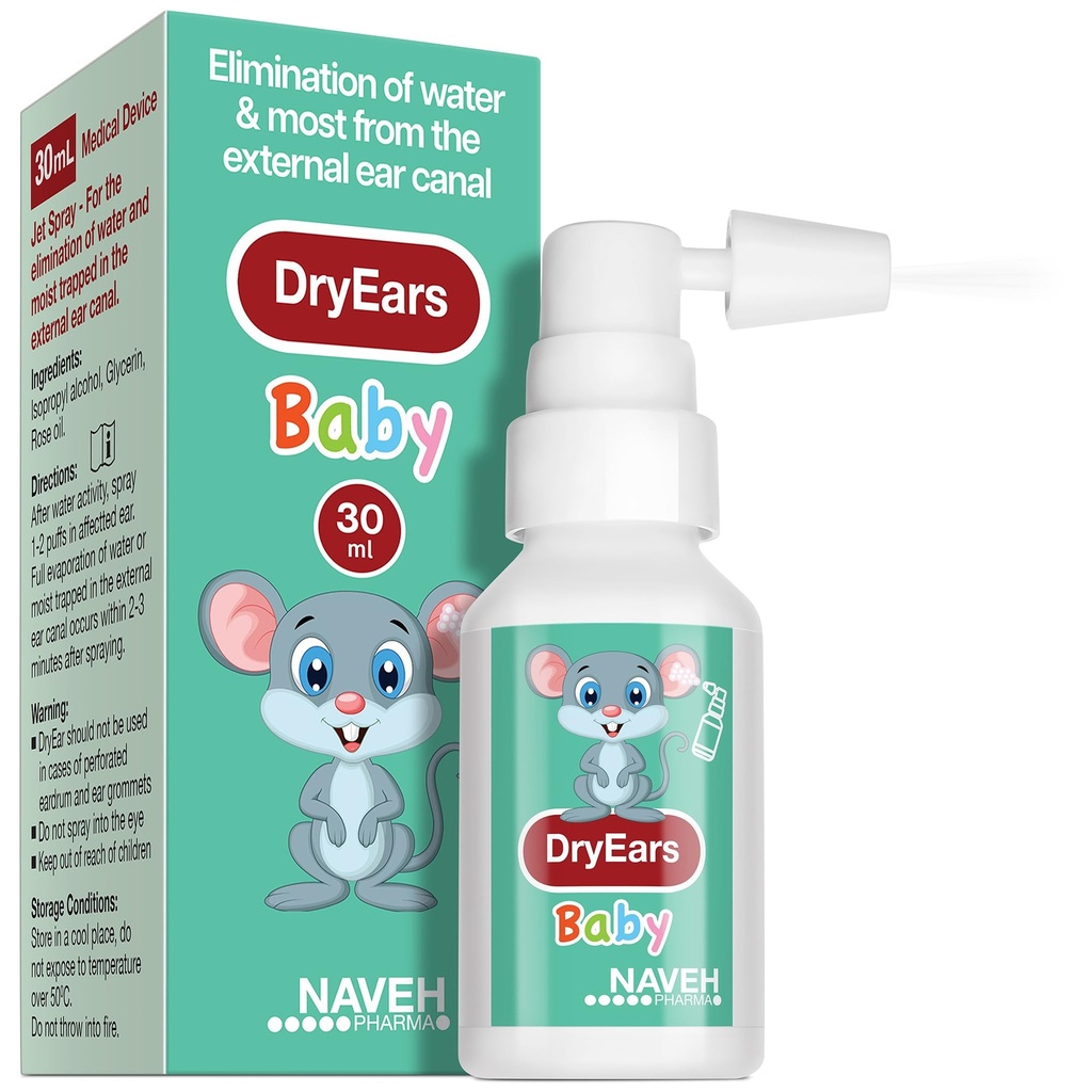 NAVEH PHARMA ® Suchy Uszy Dziecko 124; Pływaki Uszy Uszy zraszające 124; Krople suszące Uszy dla małych Ślimaków 124; Usuwać wodę uwięzioną w uszach w sekundach 124; Zapobiegać utracie słuchu (1 Fl Oz)