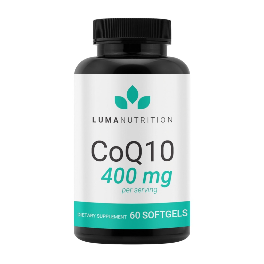 Luma Nutrition CoQ10 400mg Softgels - High-Absorption Coenzyme Q10 - Co Q-10 200mg / 400mg Per Serving - Heart Health - 60 Liquid Softgels