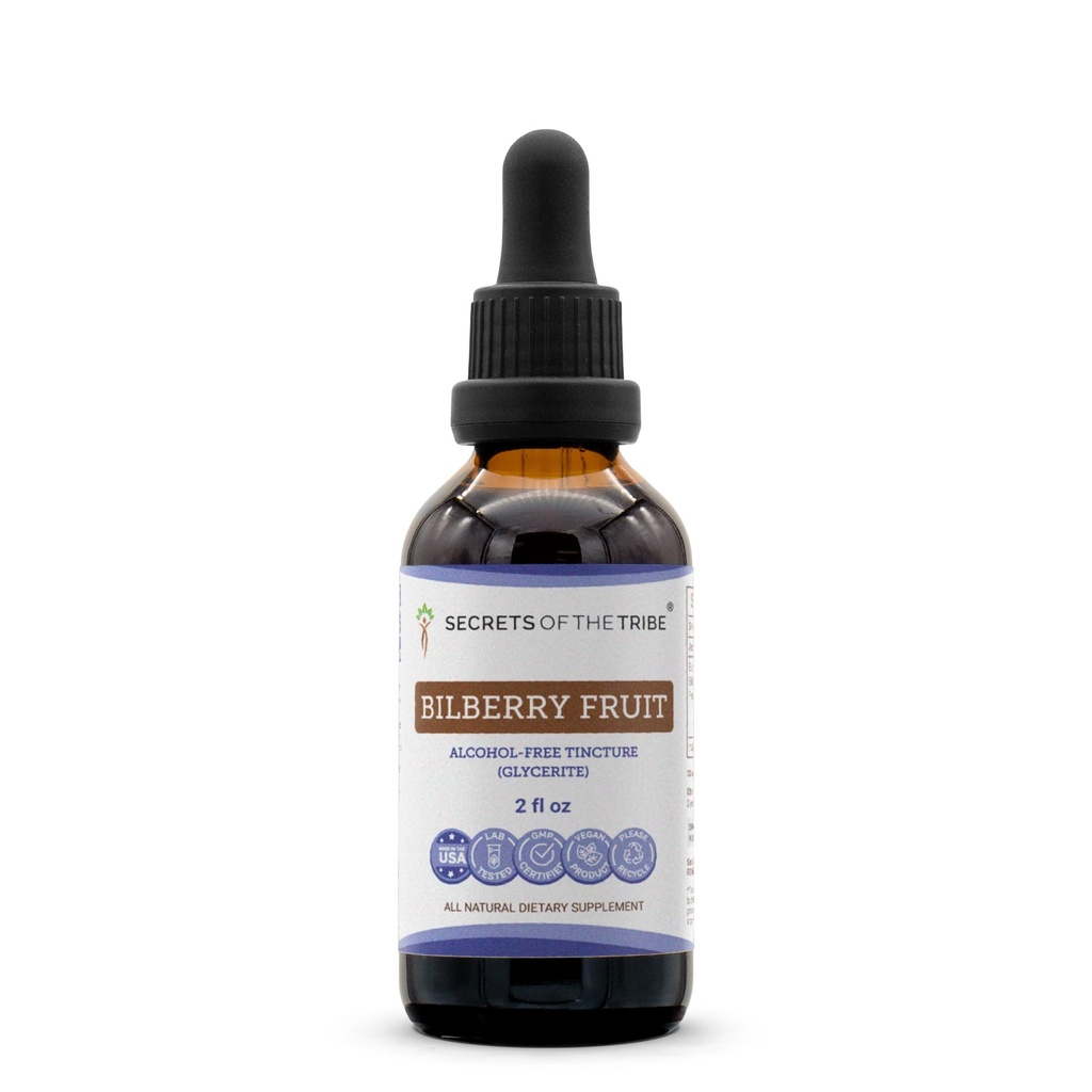 Tajemnice Tribe Bilberry Fruit Free Liquid Extract, Bilberry (Vaccinium Myrtillus) Dried Fruit Tincture Supplement (2 FL OZ)