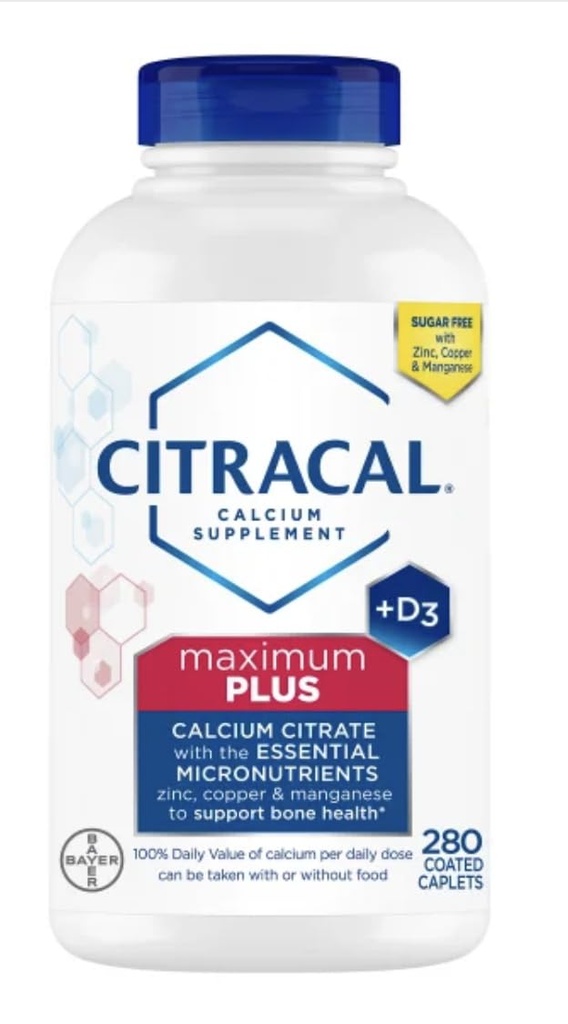 Citra- Cal + D3 Suplement z cynku, miedzi, magnezu, Maximum Plus, 280 Liczba