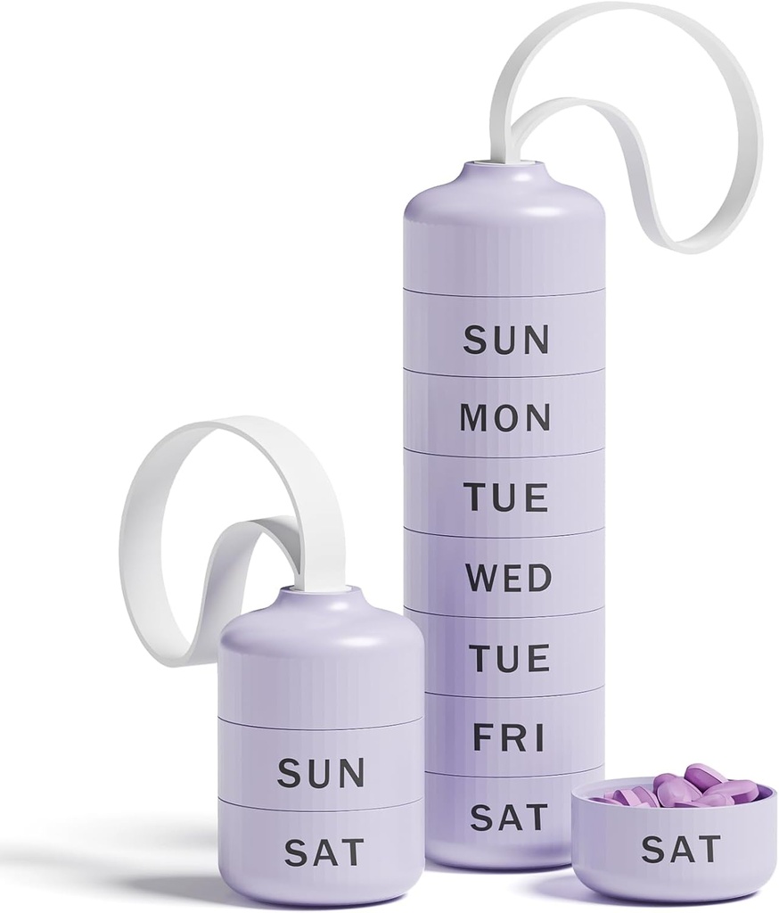 Betife Cute Pill Organizator, Cute Weekly Pill Box for Travel, Cute Daily Pill Case 7 dzień, z 7 dużych stożkowatych komnat, Sturdy ABS Pill Holder do suplementu witaminy medycyna