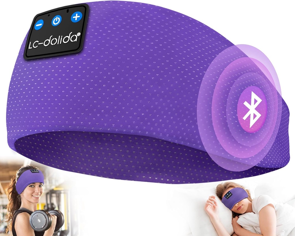 Słuchawki LC- dolida Sleep Bluetooth 5.4, Słuchawki słuchawki słuchawki słuchawki bezprzewodowe, Maska snu na sen, Sport, Prezenty, Trening, Joging, Joga, Bezsenność, Podróże lotnicze, Medytacja