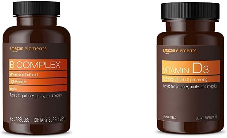 Elementy B Kompleks (65 Kapsułek) i Elementy Witamina D3 (180 Softgels)