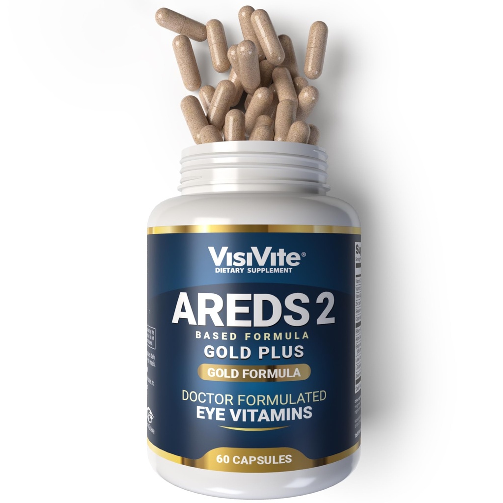 Doctor Modulated AREDS 2 Plus Witaminy oka z Zeaksantyny Plus Luteina - Wyciąg z borówki i nasion winorośli - Premium Eye Health Formula - 60 Suplement do oczu Kapsułki VisiVite Gold Plus