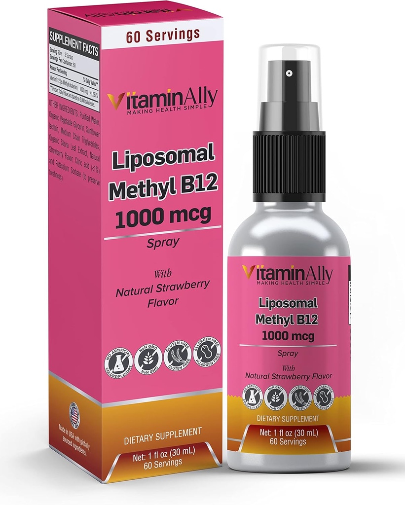 Witamina liposomalna B12 opryskiwacza 124; 60 Sług 124; 2 Miesiące Dostawy 124; 1 fl oz 124; Nie-GMO 124; Nie Dodano cukrów 124; Gluten Wolny 124; Przyjazny Podróż 124; Pomaga Energia, Nerve Zdrowie i Funkcja Mózgu