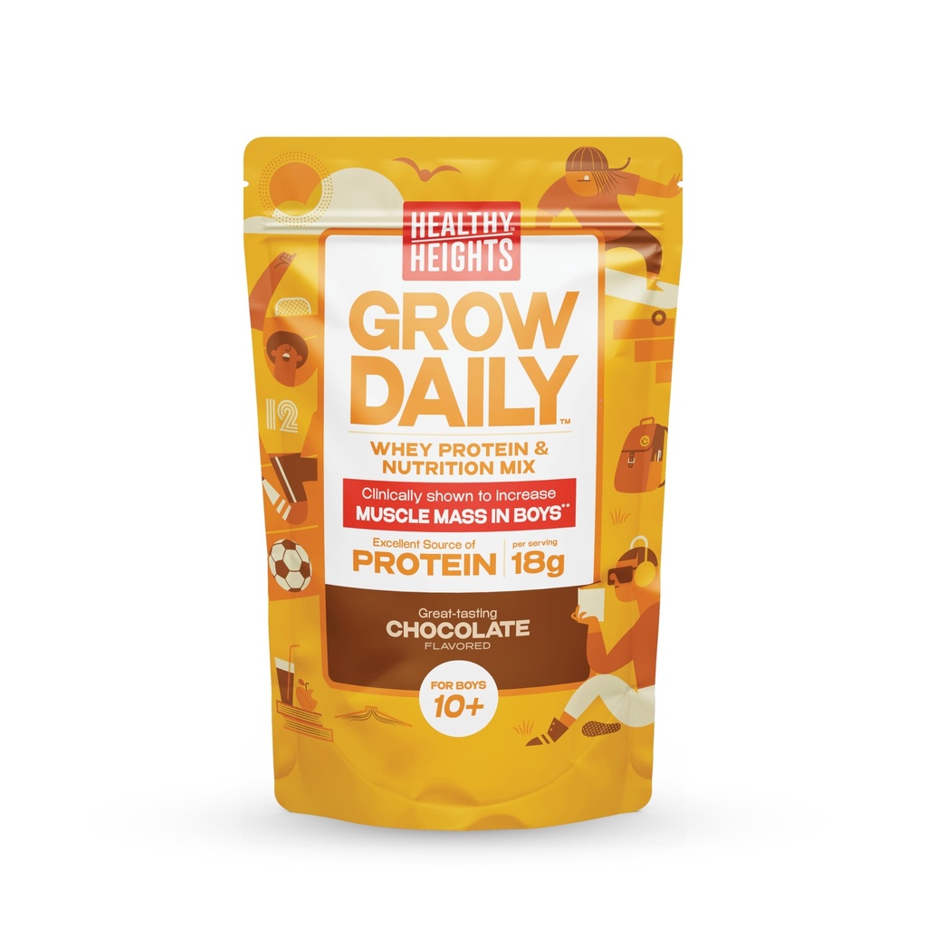 Zdrowe Heights Grow Daily Kids Drink Mix (Czekolada) - Wysokie białka Shake dla chłopców 10 +