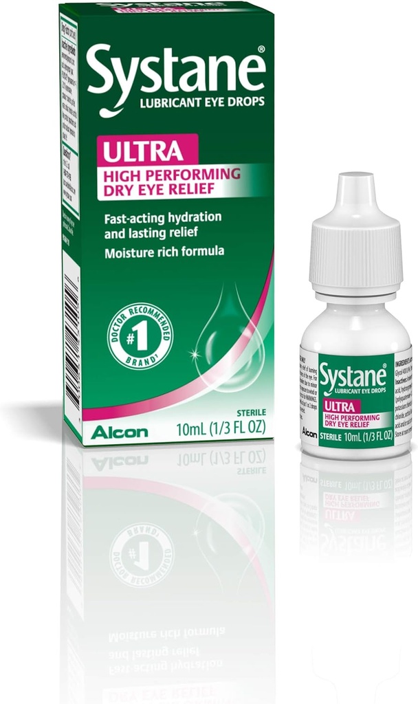 Systane Ultra smarowe krople do oczu, sztuczne łzy do suchego oka, pojedyncze opakowanie, 10 ml