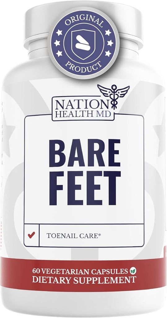 Bare Feet - Pielęgnacja paznokci - Suplement paznokci z witaminą A, Witamina C, Proszek Oregano i więcej - Naprawa paznokci, Wzrost i Pielęgnacja paznokci - Foot Health, 60 Kapsułki