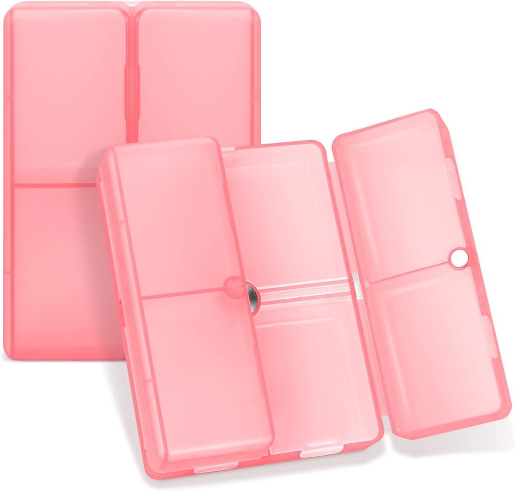 FYT Codzienne Pill Organizator, 7 Komory Przenośne Pill Case Travel Organizer, [Składany projekt] Pill Box do torebki kieszonkowe do przechowywania witamin, Cod Liver Oil, Suplementy i Medykacja- Czysty czerwony